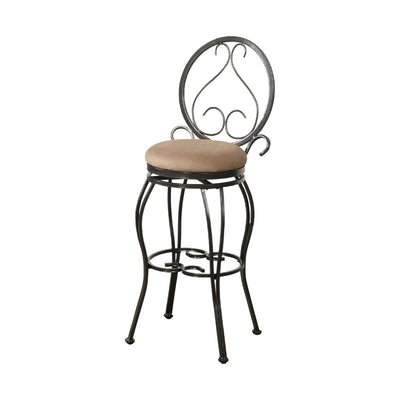 29 Inch Swivel Barstool With designer Oval Back  Set Of 2 Black