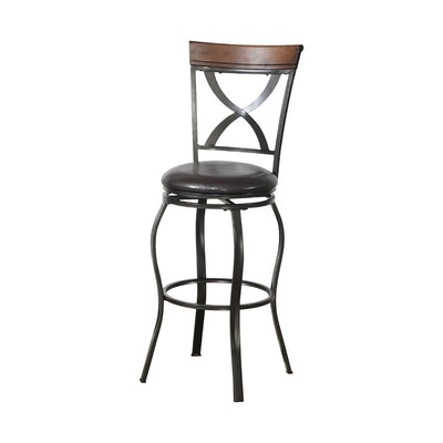 Swivel Barstool with curved X design on back Set Of 2 Black