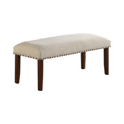 Rubber Wood Bench With Nail trim head design Brown and Cream