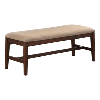 Rubber Wood Bench With Tapered Legs Brown and Beige
