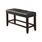 Wood Based High Bench With Tufted Seat Black and Brown