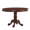 Rubber Wood Round Dining Table With Aesthetic Carvings Brown