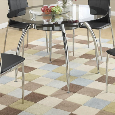 Metal Glass Metal Leg With Chrome Finish Dining Table Silver