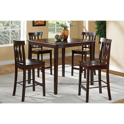 Rubber Wood 5 Piece Sturdy Counter Height Dining Set Brown