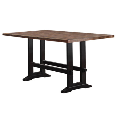 Rubber & Pine Wood Counter Height Table, Brown