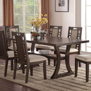 Rubber Wood Dining Table With A Lower Shelf, Ebony