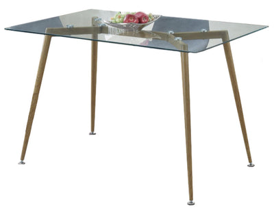 Metal & Glass Dining Table, Brown