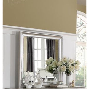 Square Shaped Mirror With Striking Wooden Frame Silver