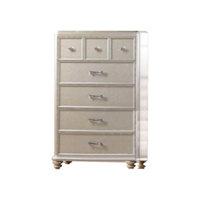 Wooden Chest With Elegant Storage Spaces, Silver