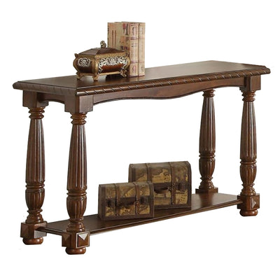 Wooden Console Table With Bottom Shelf, Brown