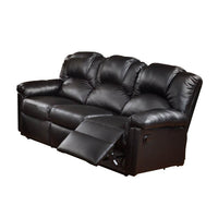 Metal & Bonded Leather Recliner Sofa, Black