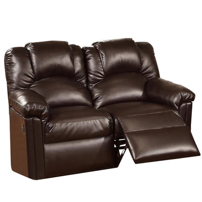Bonded Leather Recliner Loveseat, Brown