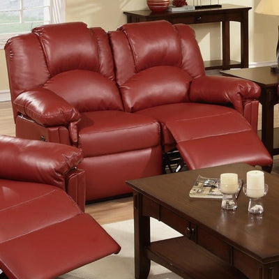 Bonded Leather Recliner Loveseat, Red