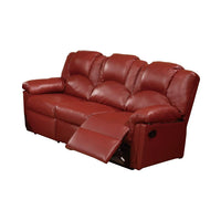 Metal & Bonded Leather Recliner Sofa, Red