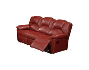 Metal & Bonded Leather Recliner Sofa, Red