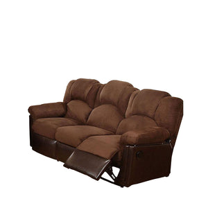 Metal & Microfiber Recliner Sofa, Brown