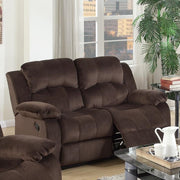 Pine Wood Reclining Loveseat With Padded Upholstery Brown