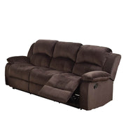 Solid Pine, Padded Suede & Plywood Reclining Sofa, Brown
