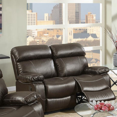 Leather Upholstery Reclining Loveseat Brown