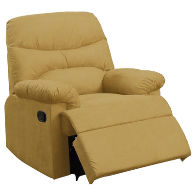 Modern Cushion Microfiber Upholstered Recliner Yellow