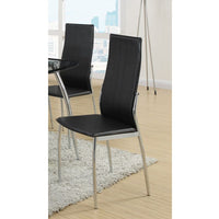 Dining Chair With Metal Frame, Set Of 2,Black And Chrome