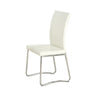 Faux Leather Upholstered Dining Chair With Tubular Metal Legs, Set of Two, White and Silver