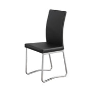 Metal Base Dining Chair With Faux Leather Upholstery, Set Of 2, Black