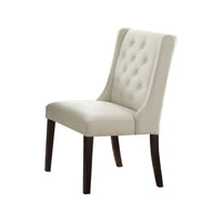 Upholstered Button Tufted Leatherette Dining Chair, Set Of 2,White