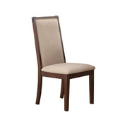 Set Of 2 Comfortable Rubber Wood Dining Chair, Beige And Brown