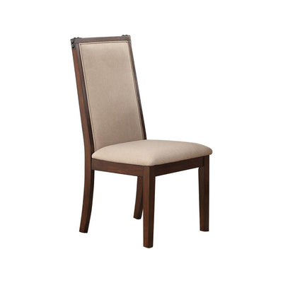 Set Of 2 Comfortable Rubber Wood Dining Chair, Beige And Brown