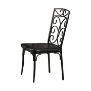 Metal Based Dining Chair With Leatherette Seat, Set Of 2,Black
