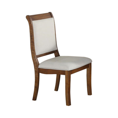 Wooden Dining Chair With Curved Back Set Of 2 Brown And White
