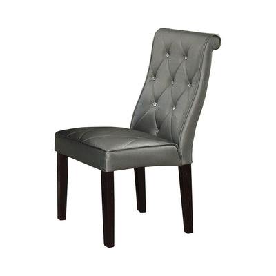 Transitional Faux Leather Dining Chair, Set Of 2,Silver