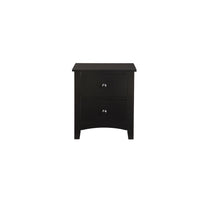 Pine Wood Night Stand With 2 Drawers, Black