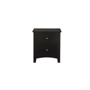 Pine Wood Night Stand With 2 Drawers, Black