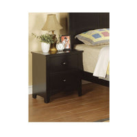 Pine Wood Night Stand With 2 Drawers, Black