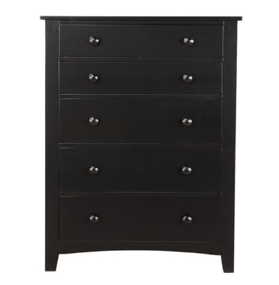 Pine Wood With Varied Size 5 Drawer Chest, Black