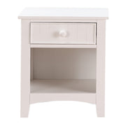 Wooden Night Stand With Bottom Open Shelf, White