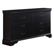 Pine Wood 6 Drawer Dresser, Black