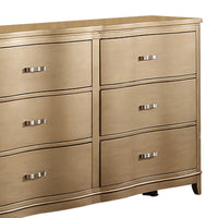 Pine Wood Spacious 6 Drawer Dresser ,Gold