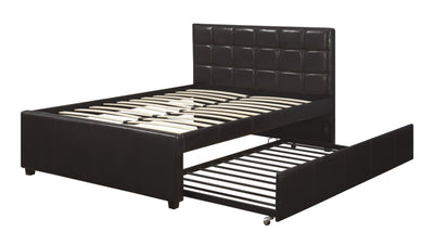 Multiutility Full Bed With Trundle Squ Tufted Head Boards Espresso,Black