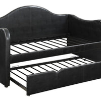 Illuninating Day Bed With Trundle,Pu Black