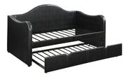 Illuninating Day Bed With Trundle,Pu Black