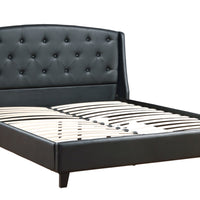 Queen Bed,Black Bonded Leather