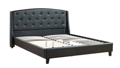 Queen Bed,Black Bonded Leather