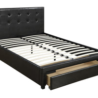 Full Bed With Drawer,Black Pu