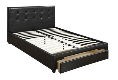 Full Bed With Drawer,Black Pu