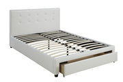 Queen Bed With Drawer,Pu White