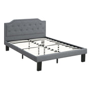 Metal Twin Size Bed In Gray Fabric