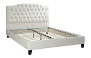 Eastern King Size Bed With Large Tufted Headboard, White